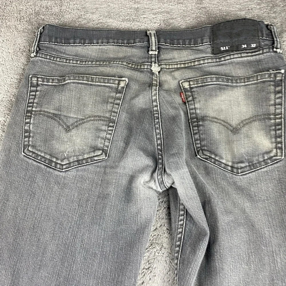 Levis 511 Slim Straight Jeans Mens 34x27‎ Gray Mid Rise